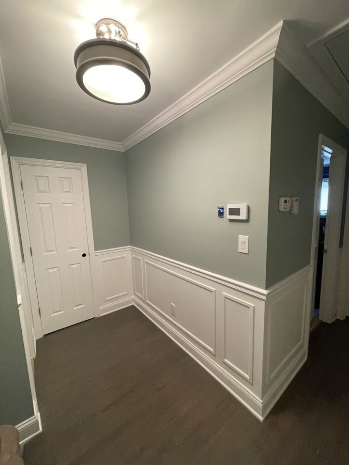 Hallway paint and trim — after project view