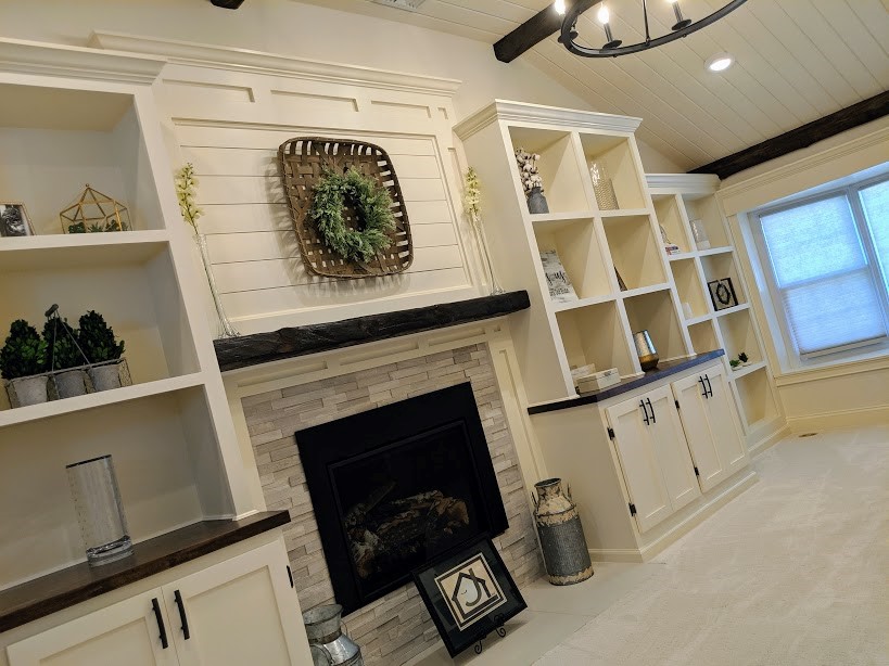 Fireplace and living space after transformation